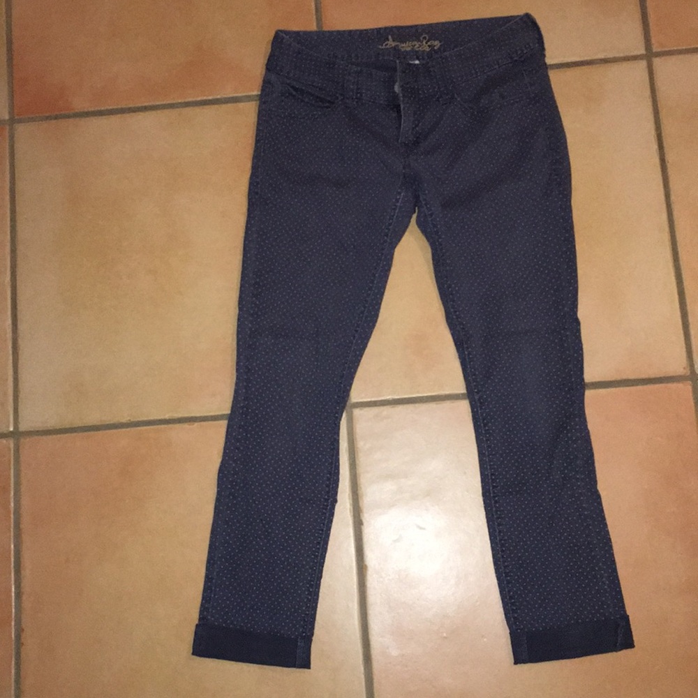 Navy Blue Polka Dot Denim Jeans